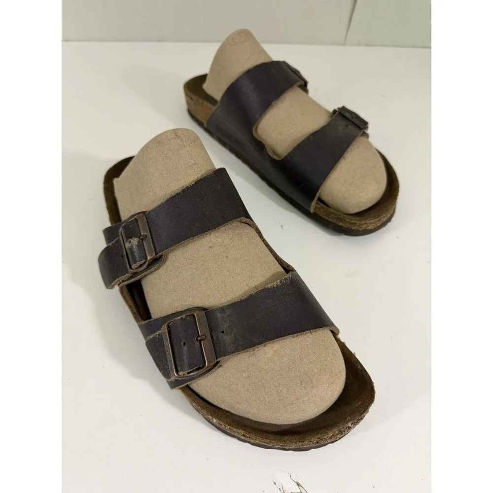 Birkenstock Arizona Men EU 44 US 11-11.5 Brown Leather Sandals Slip On Comfort